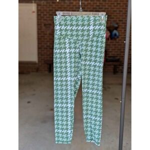 Offline by Aerie Leggings Green Houndstooth High Rise 7/8 Length Size Large